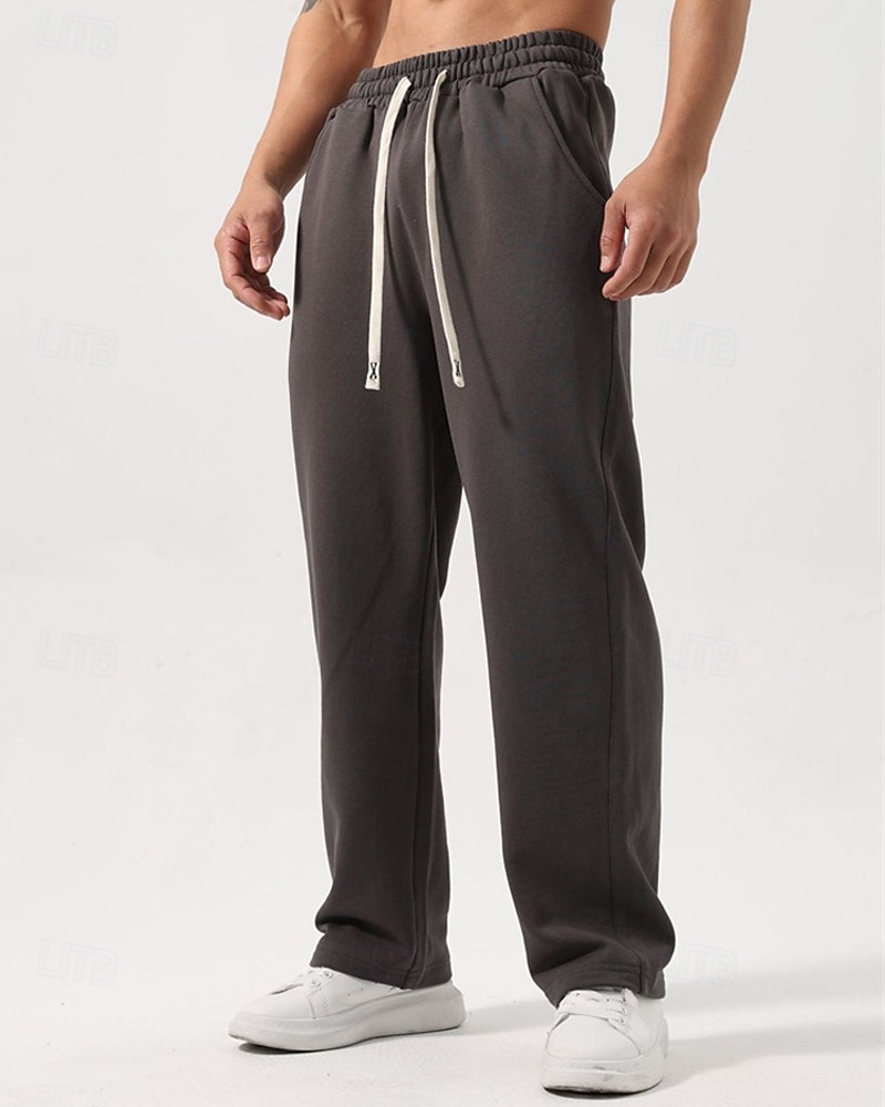 Men's Sweatpants Trousers Straight Leg Sweatpants Drawstring Pocket Elastic Waist Plain Comfort Sports Outdoor Daily Fashion Casual Black White Micro-elastic 2026 - $21.99 –P8