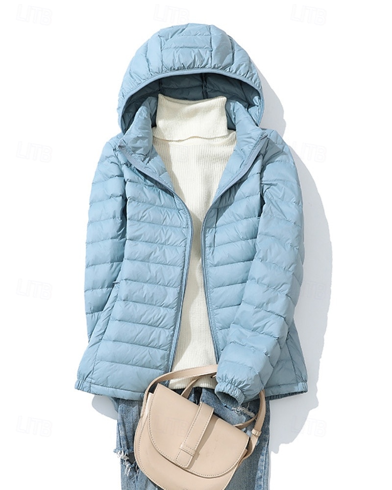 Damen Daunenjacke Warm Bequem Reißverschluss Tasche Mode Einfach Ausgehen Wochenende Reisverschluss Regulär Mit Kapuze Normale Passform Langarm Oberbekleidung Gelb Rosa Rote Herbst Winter 2025 - $48.99 –P1