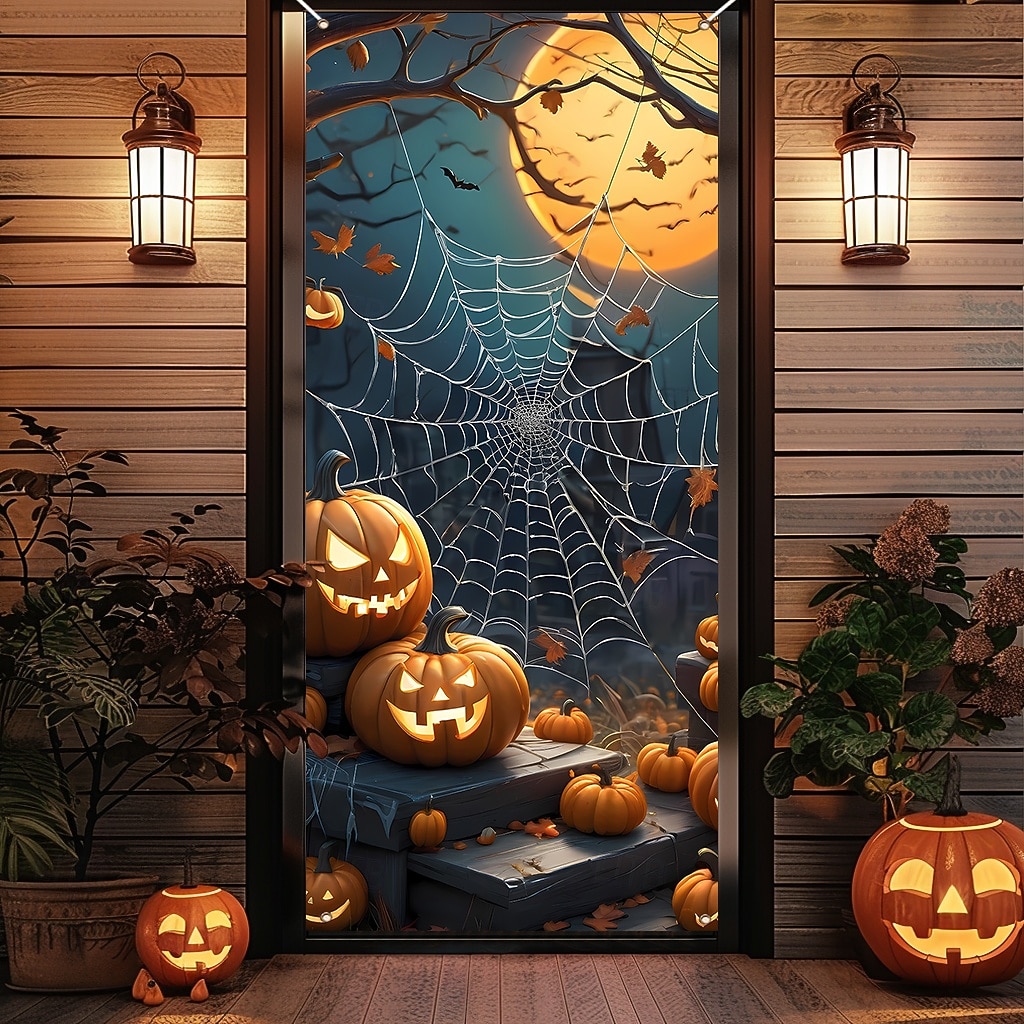 Halloween Cubierta de la puerta pancartas al aire libre Calabaza Éxtasis. Gótico punk oscuro Fiesta Al Aire Libre Fondos de disparos Puerta de Entrada Porche de pared Fondo de puerta de pared con 2025 - $15.99 –P3