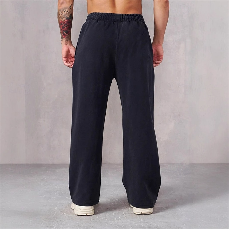 Men's Sweatpants Trousers Straight Leg Sweatpants Pocket Elastic Waist Plain Comfort Sports Outdoor Daily Fashion Casual Black Navy Blue Micro-elastic 2026 - $20.99 –P9