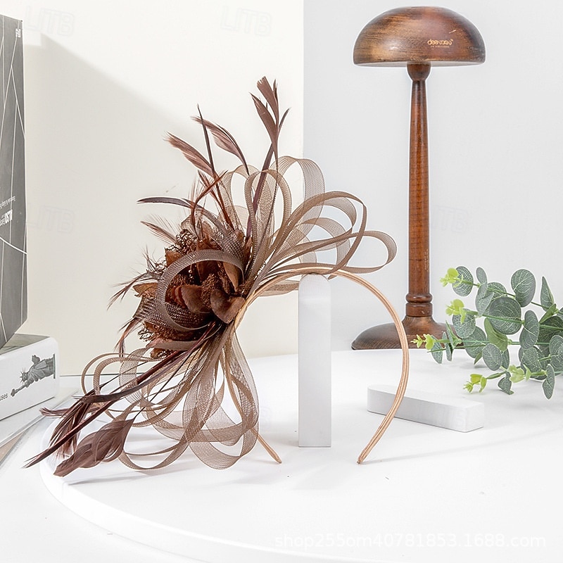 eleganti fascinator di piume da donna - eleganti copricapi per Gatsby - feste a tema e occasioni speciali del 2025 a $14.99 –P2