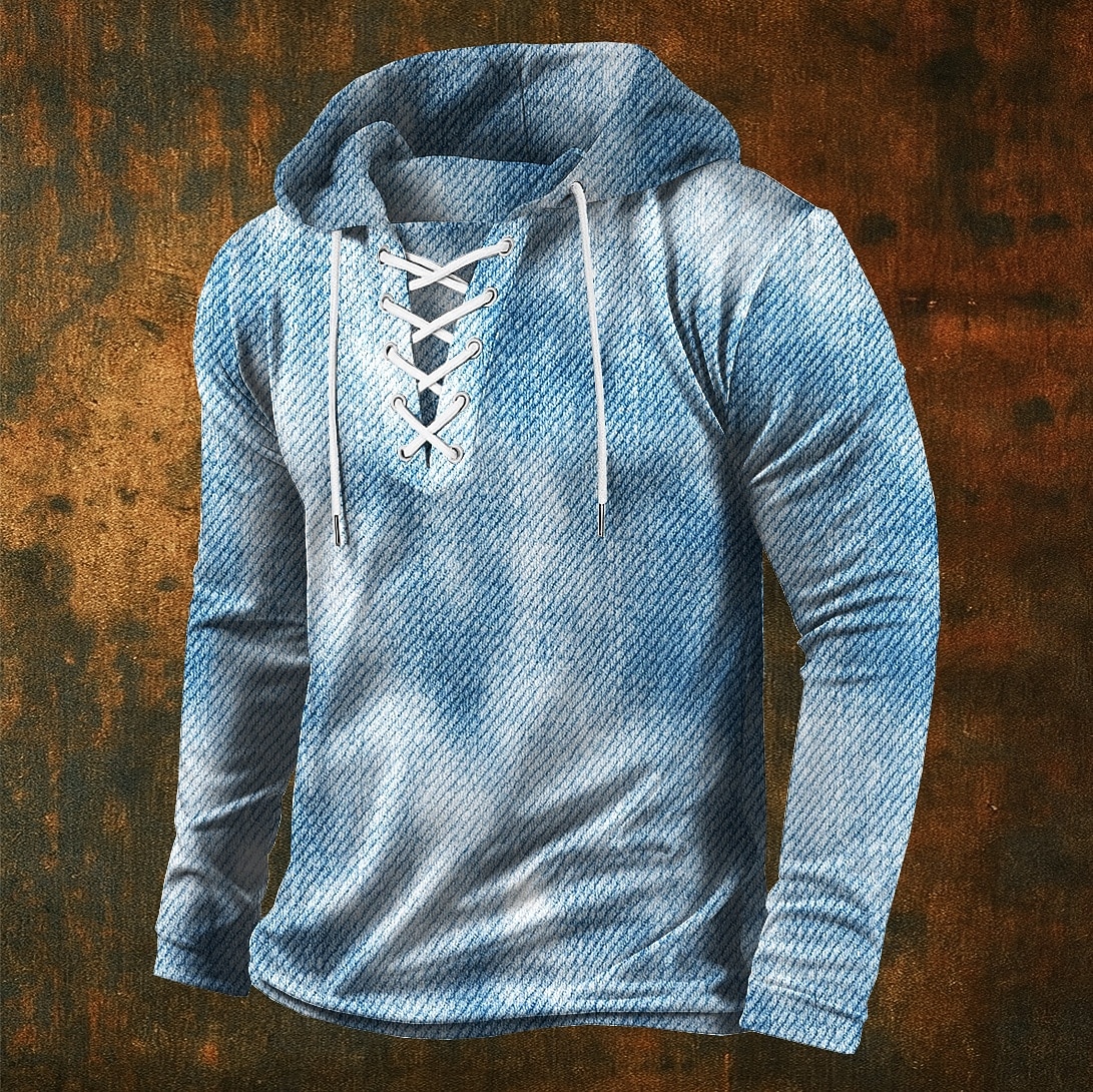 Herren Geometrisch Kapuzensweatshirt Pullover Stilvoll Vintage-Retro Langarm Mit Kapuze Streetwear Blau Weiß Grün Kordelzug Herbst Winter Designer S M L XL XXL XXXL 2026 - $28.99 –P1
