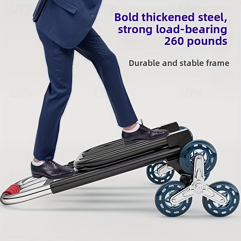 Прочная складная ручная тележка - переносная конструкция для подъема по лестнице с треугольными колесами, регулируемой ручкой, удобное хранение &транспорт для подъема и спуска по лестнице, идеально 2025 - $61.99 –P5