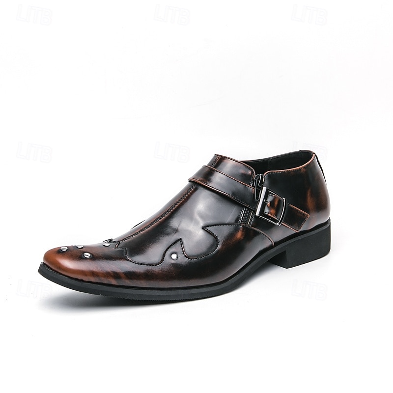 scarpe eleganti da uomo in pelle nera con cinturino alla caviglia – calzature formali da ufficio per matrimoni, feste e lavoro del 2025 a $46.99 –P1