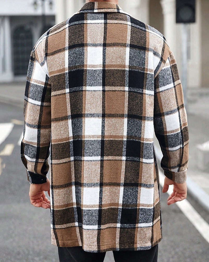 Bărbați Shacket Jachetă cămașă Jachete Iarnă Plisat Vacanță Purtare Zilnică Negru Roșu Vin Portocaliu Kaki Manșon Lung Rever Toamnă Iarnă Îmbrăcăminte Buzunar 2025 - $51.99 –P5