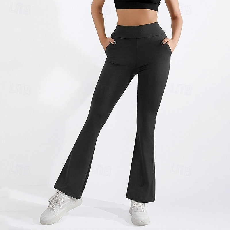 Mujer leggings acampanados Leggings de yoga de vellón Con bolsillos Alta cintura Gimnasio De Deporte Pilates Prendas de abajo Color sólido Negro Invierno Deportes Ropa de Deporte 2025 - $15.49 –P3