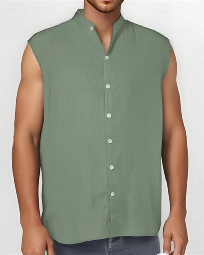Per uomo Camicia Camicia Estiva Camicia casual Camicia da Spiaggia Camicia con Bottoni Nero Verde chiaro Rosa Rosso Verde Senza Maniche Semplice Colletto alla coreana Vacanza Camicia hawaiana del 2025 a $19.99 –P1