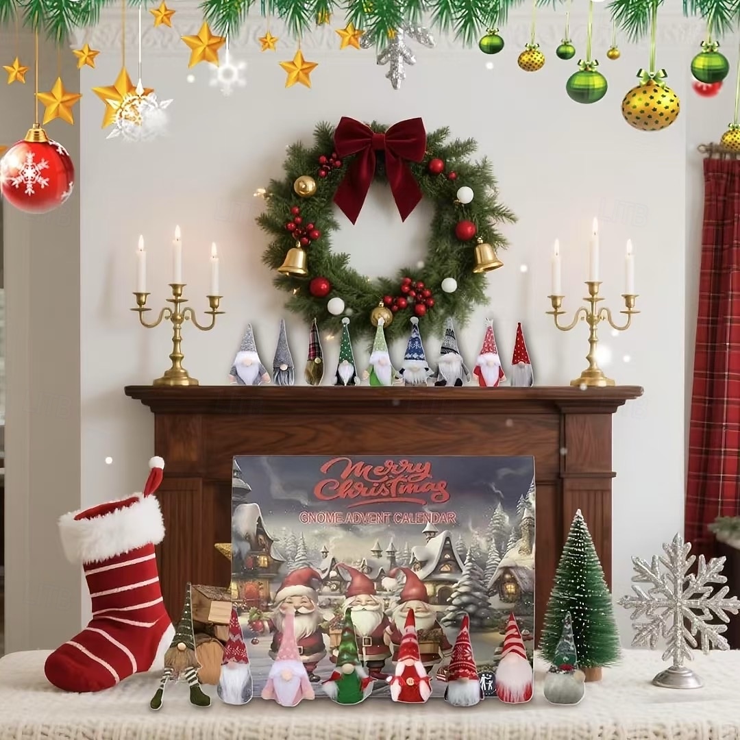 Χριστουγεννιάτικο ημερολόγιο advent gnome 2025, 24 κομμάτια διακοσμητικών στολιδιών gnome, χριστουγεννιάτικο ημερολόγιο advent αντίστροφης μέτρησης για τα Χριστούγεννα, στολίδια νάνων, 2025 - $49.99 –P2