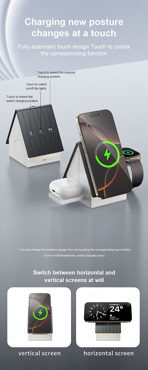 2025年 ワイヤレスチャージャー ワイヤレス充電パッド ワイヤレス充電スタンド 折りたたみ式充電ステーション MagSafe ユニバーサル 磁石バックル 用途 携帯電話 Apple Watch Series 4 AppleWatchシリーズSE / 6/5/4/3/2/1 Apple Watch Series 3  コレクション – $39.99 –P3