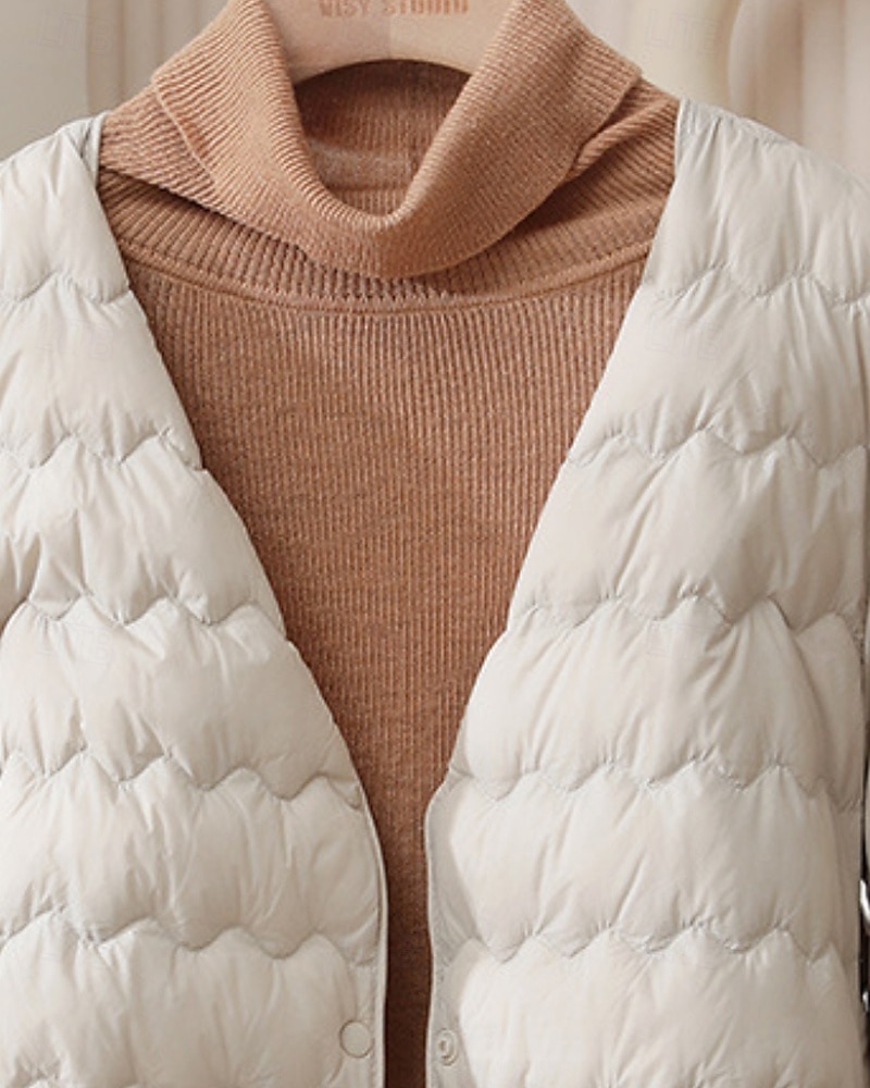 Pentru femei Fâș Cald Comfortabil Nasturi Modă Simplu Ieșire Sfârșit de săptămână Cu Un Nasture Regulat Crewneck Fit regulat Manșon Lung Îmbrăcăminte exterioară Roz Deschis Albastru Deschis Alb 2025 - $29.99 –P9