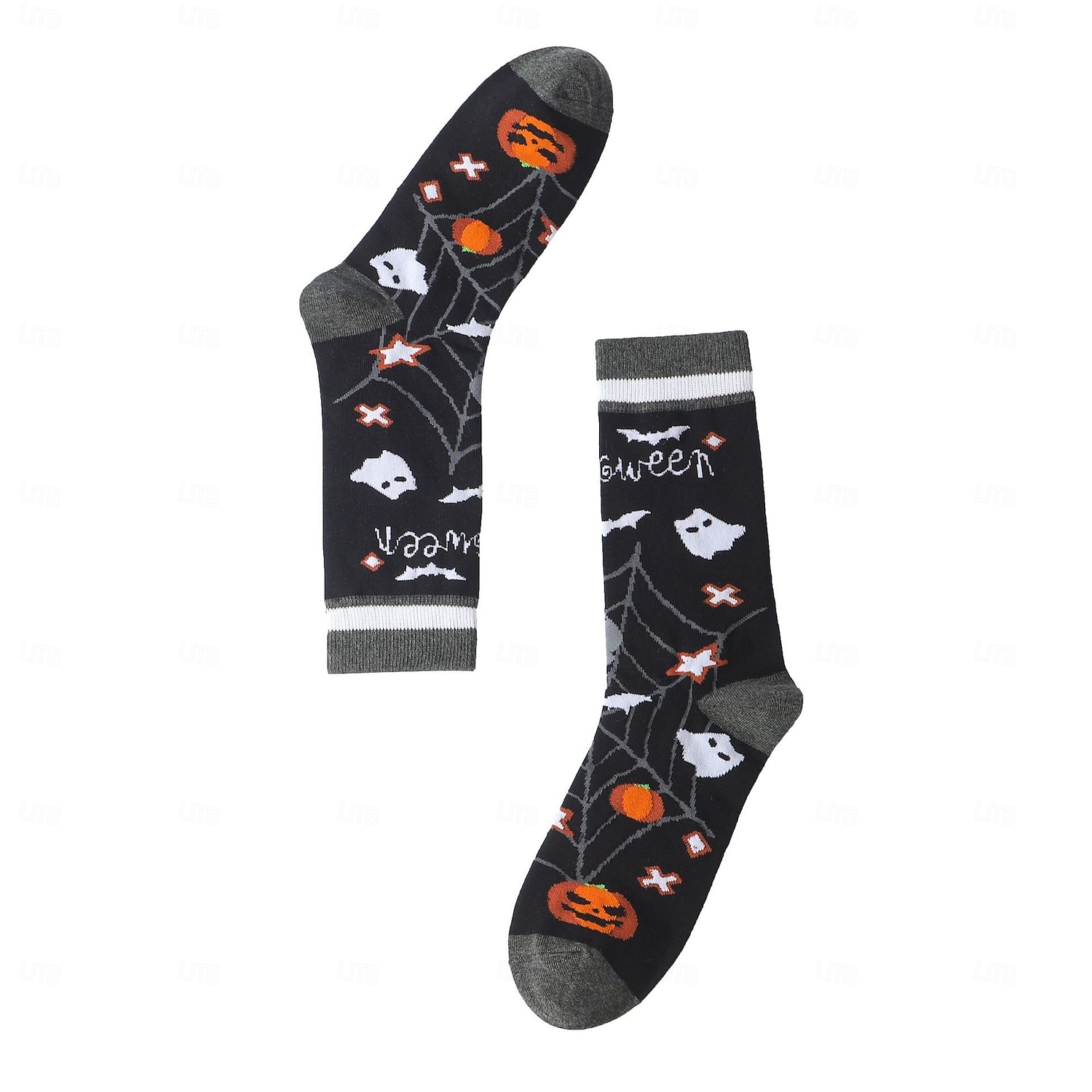 Calcetines de algodón de Halloween, calcetines casuales de media pantorrilla que absorben la humedad con diseño de calabaza, medias de estilo urbano unisex de gran tamaño y de moda. 2025 - $7.99 –P13
