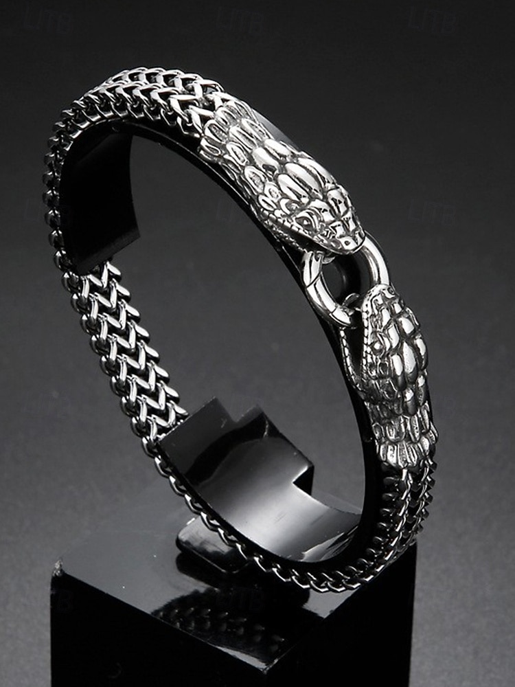 Halloween-armbånd med slangehode til herre – gotisk punk-kjede i rustfritt stål med armbåndsmykker til fester, cosplay og uteliv 2025 - $9.99 –P2