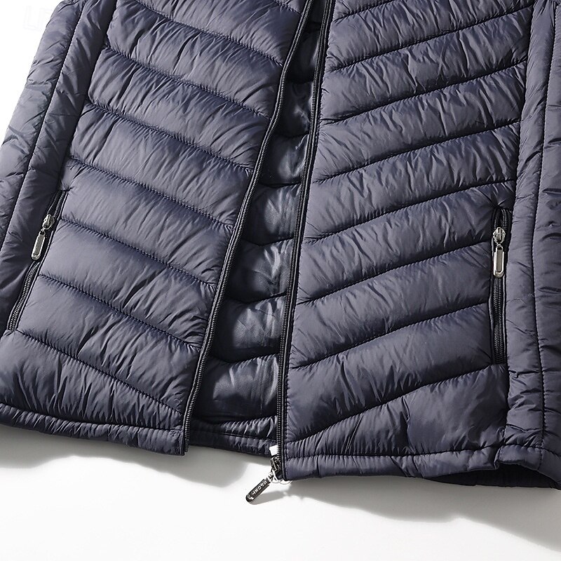 Pánské Puffer Vesta Kamizelka Vesta Dovolená Denní Rande Módní Na běžné nošení Podzim zima Kapsy Polyester Zahřívací Pohodlné Pevná barva Zip Kapuce Běžný Černá Námořnická modř Vesta 2025 - $24.99 –P10