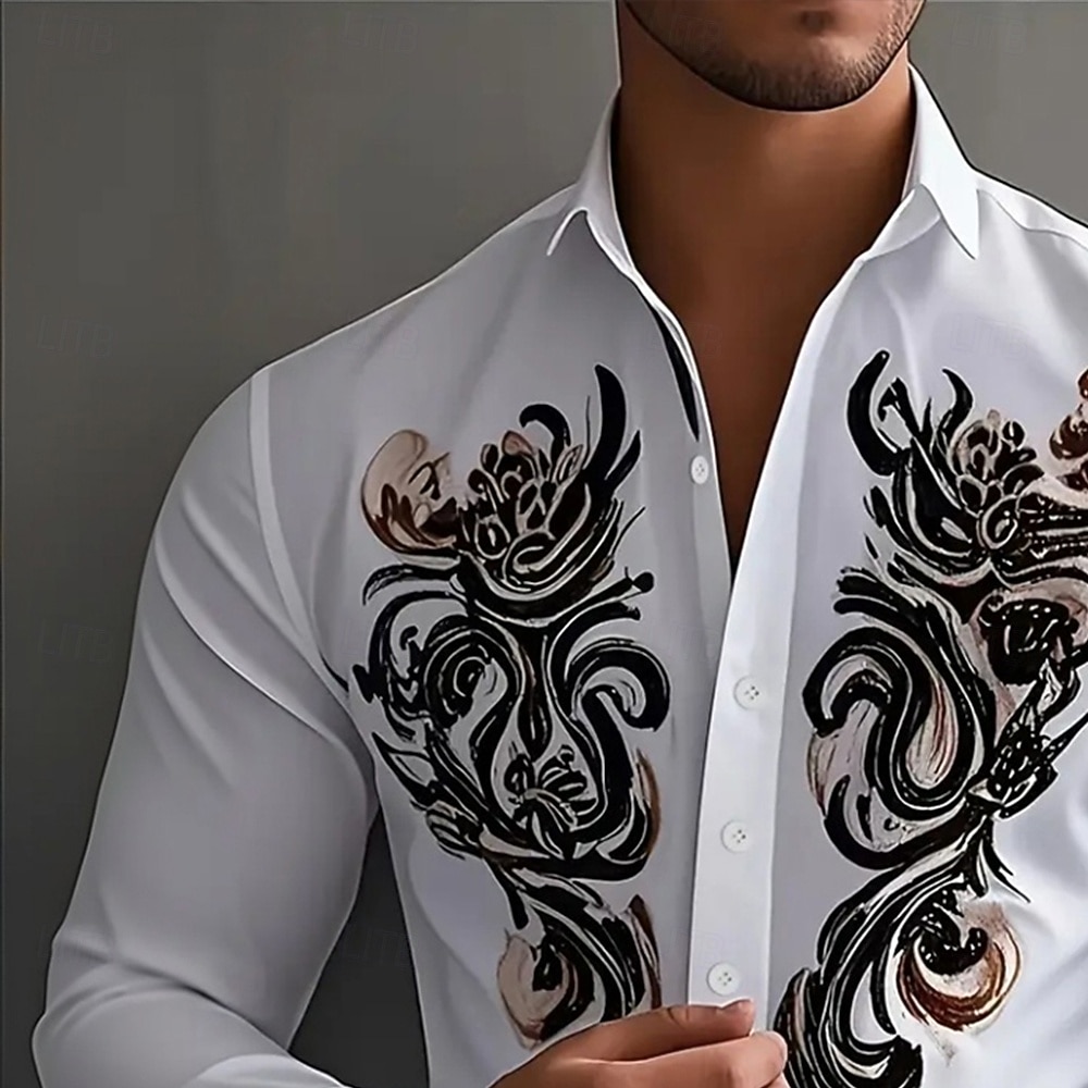 Per uomo Rotellina Stampa Floreale Etnico Camicia Camicia Western Camicia da cowboy Manica Lunga Vintage Retrò All'aperto Vacanza Primavera Autunno Collo ripiegato Stampa 3D Camicia tipo lino Bianco del 2026 a $27.99 –P2