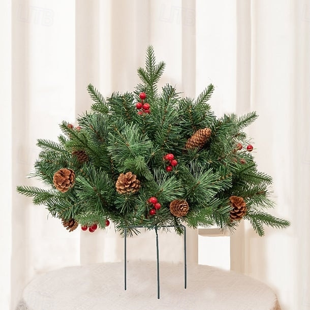Urna de árbol de Navidad artificial preiluminada, decoración navideña para exteriores con plantas artificiales adornadas con adornos variados y luces LED blancas preinstaladas, decoración navideña con 2025 - $29.99 –P18