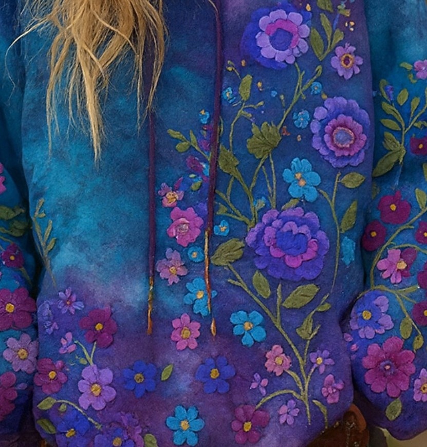 Women's 3D Print Vintage Boho Hoodie Patchwork Hoodie Sweatshirt Floral Pullover Sweatshirt Oversized Casual Warm Active Hooded Street Dailywear Patchwork Purple Spring Fall Winter 2025 - $10.99 –P2