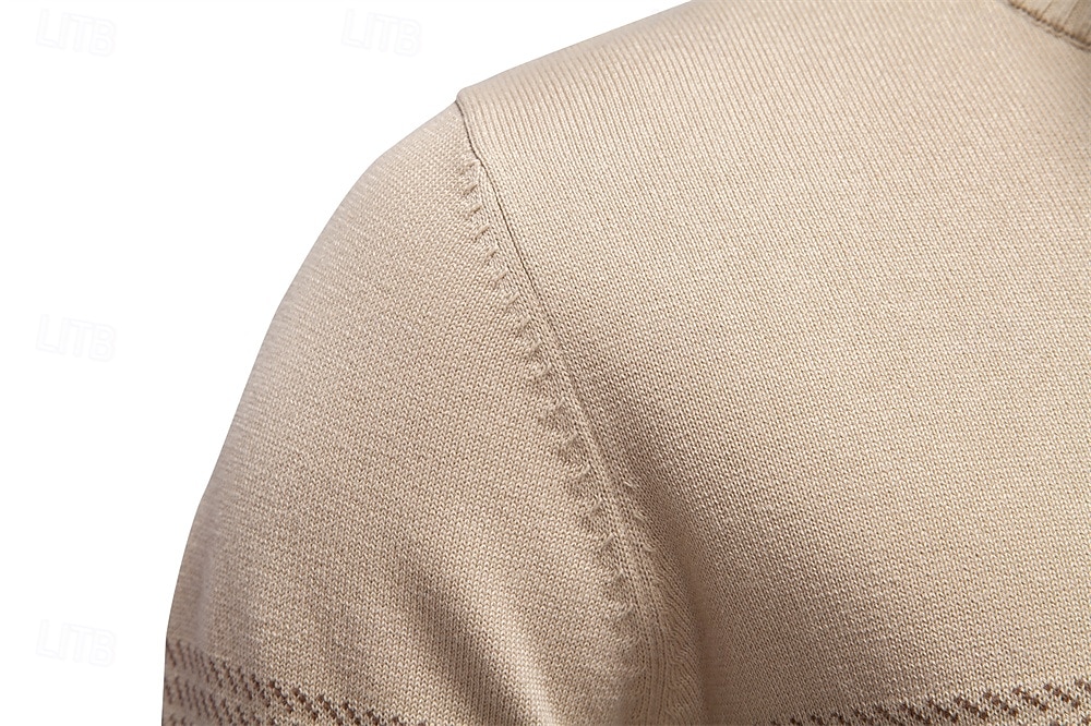 Homens Pulôver Tricotar Tops regulares Half Zip Listas Tecido Colarinho Clerical Legal Pulôver Escola Férias Roupa Primavera Outono Preto Azul Marinho Escuro S M L de 2026 por $53.99 –P15