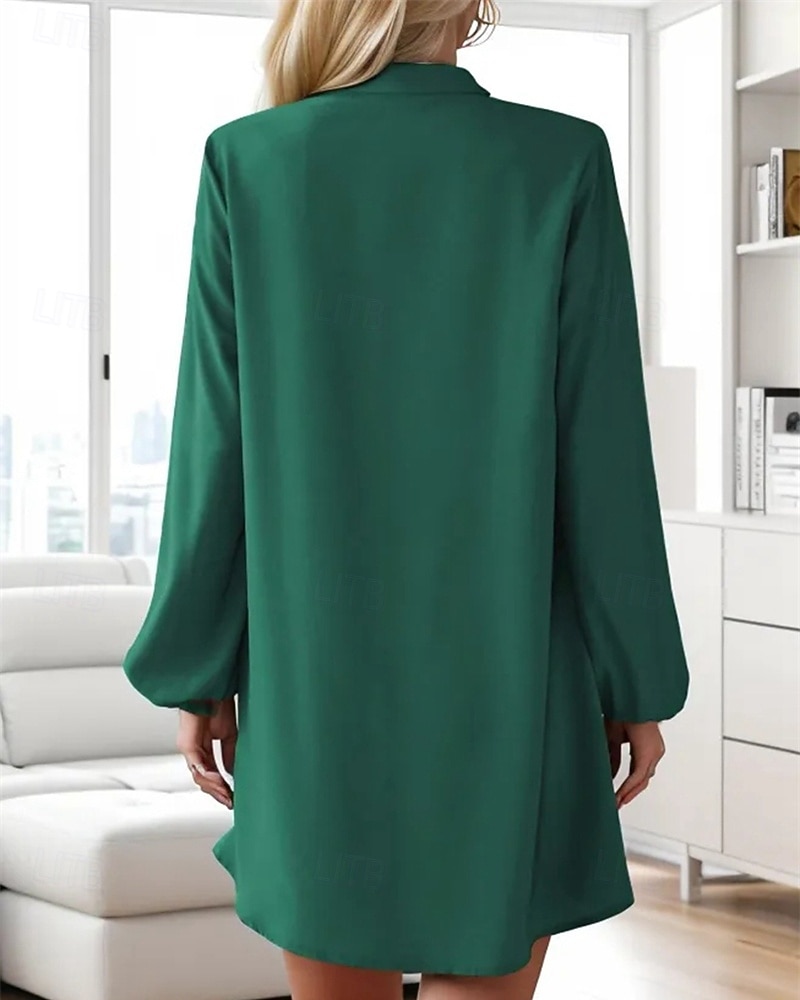 Pentru femei Rochie Mini Rochie casual Modă Clasic Modern În aer liber Vacanță Concediu Fit regulat Simplu Manșon Lung În V Negru Roșu-aprins Maro Trifoi Vară 2025 - $21.99 –P3
