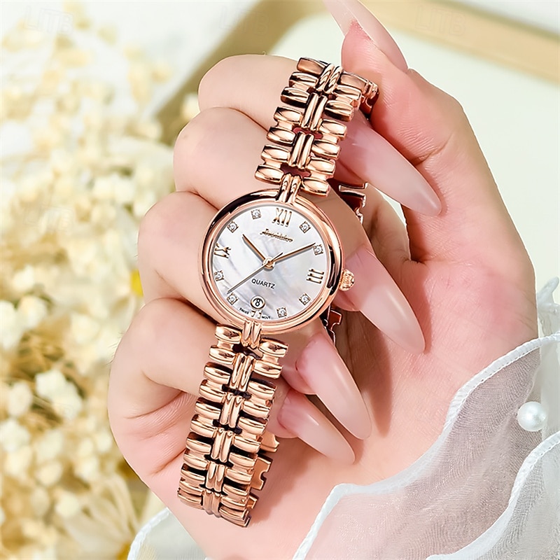 Nové módní a trendy dámské hodinky Golden Shield jsou importovaný stroj s diamanty zdobeným kalendářem, retro tenký model s malým ciferníkem, vodotěsné, ležérní a sportovní, dámské, obchodní. 2025 - $61.99 –P3