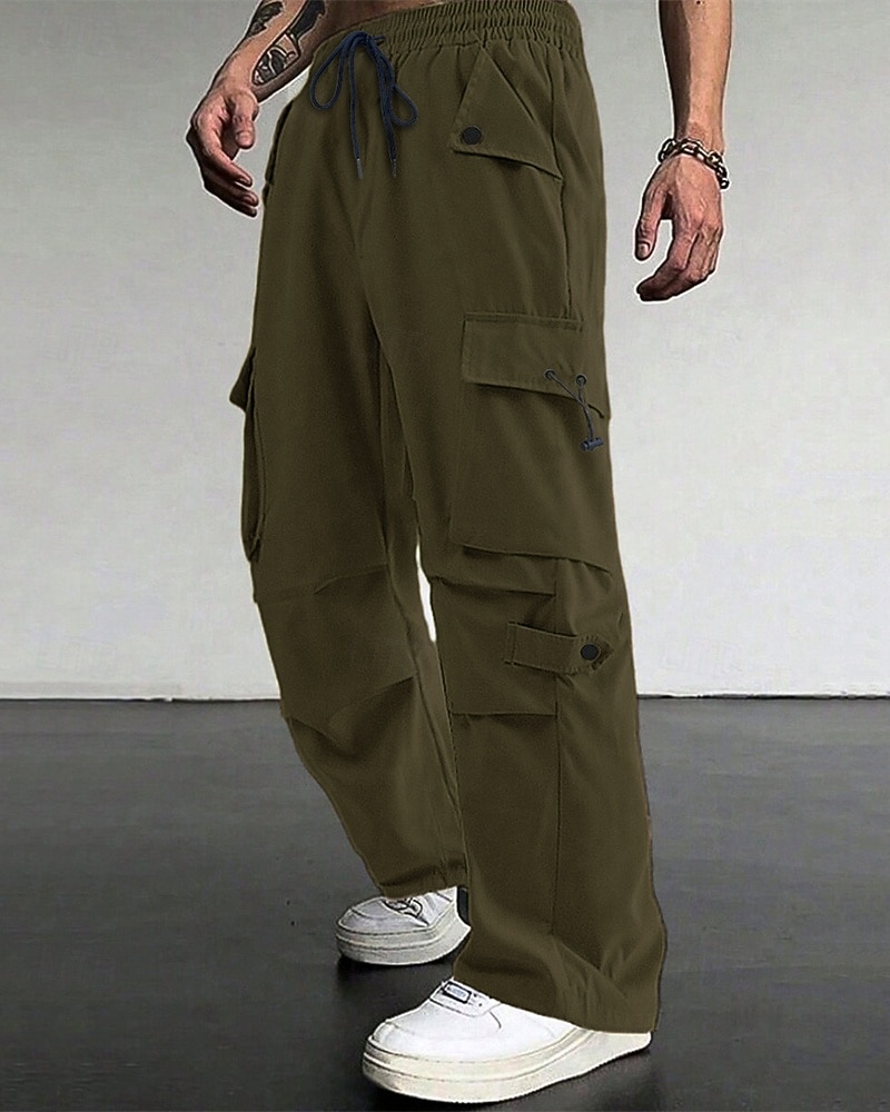 Per uomo Pantaloni Cargo Pantaloni Coulisse Elastico in vita Multi-tasche Semplice Indossabile All'aperto Quotidiano Campeggio & Escursionismo Moda Classico Nero Verde militare del 2025 a $25.99 –P11