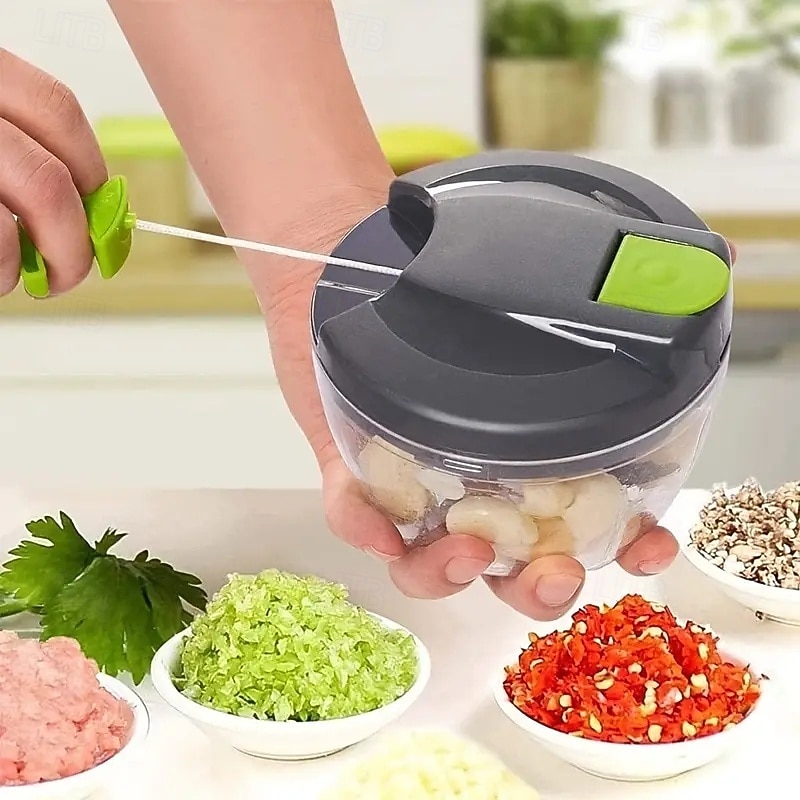 robot da cucina manuale, tritatutto per verdure con lame in acciaio inox, tritatutto portatile a mano con filo, taglia-aglio, taglia-cipolla per verdure, zenzero, frutta, noci, erbe aromatiche del 2025 a $15.99 –P7