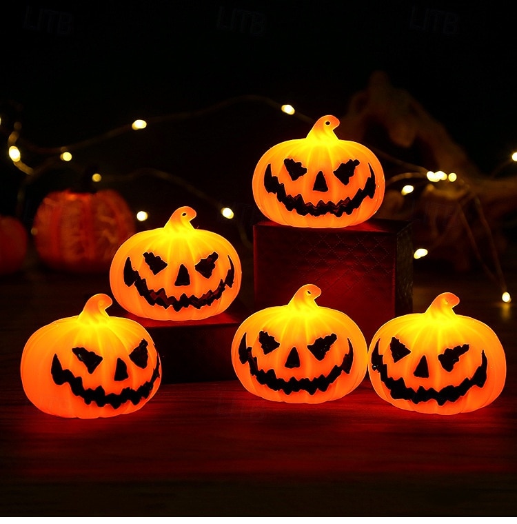 3 יחידות 6.3*5.2 ס"מ חיוך מפחיד דלעת לד אלקטרוני קישוט אור פנים וחיצוני מסיבה למסעדה אור קישוט אטמוספרי AG10*3 סוללות 2025 - $4.99 –P1