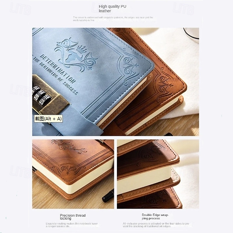 Книга с паролями в стиле ретро, формата A5, 200 страниц, с замком, дневник, утолщенная, креативная, для записей, студенческий блокнот, канцелярские принадлежности, папка для тетрадей 2025 - $15.99 –P8