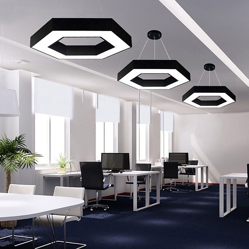 modern led függeszték, szabályozható fényerejű, modern csillár, állítható 1 hatszögletű függeszték nappaliba, étkezőbe, konyhába 2025 - $349.99 –P4