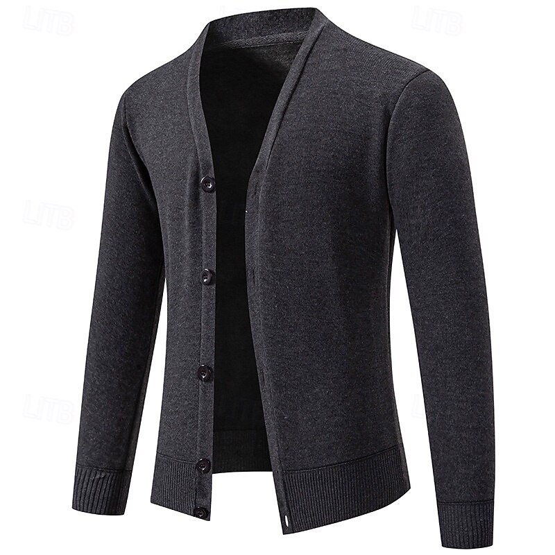 Herren Pullover Kleid Pullover Strickjacke Strickpullover Gerippt Stricken Kurz Gestrickt Gerippt Einfach V Ausschnitt Mode Schals Lässig Alltagskleidung Bekleidung Frühling Herbst Schwarz Marineblau 2025 - $25.99 –P3