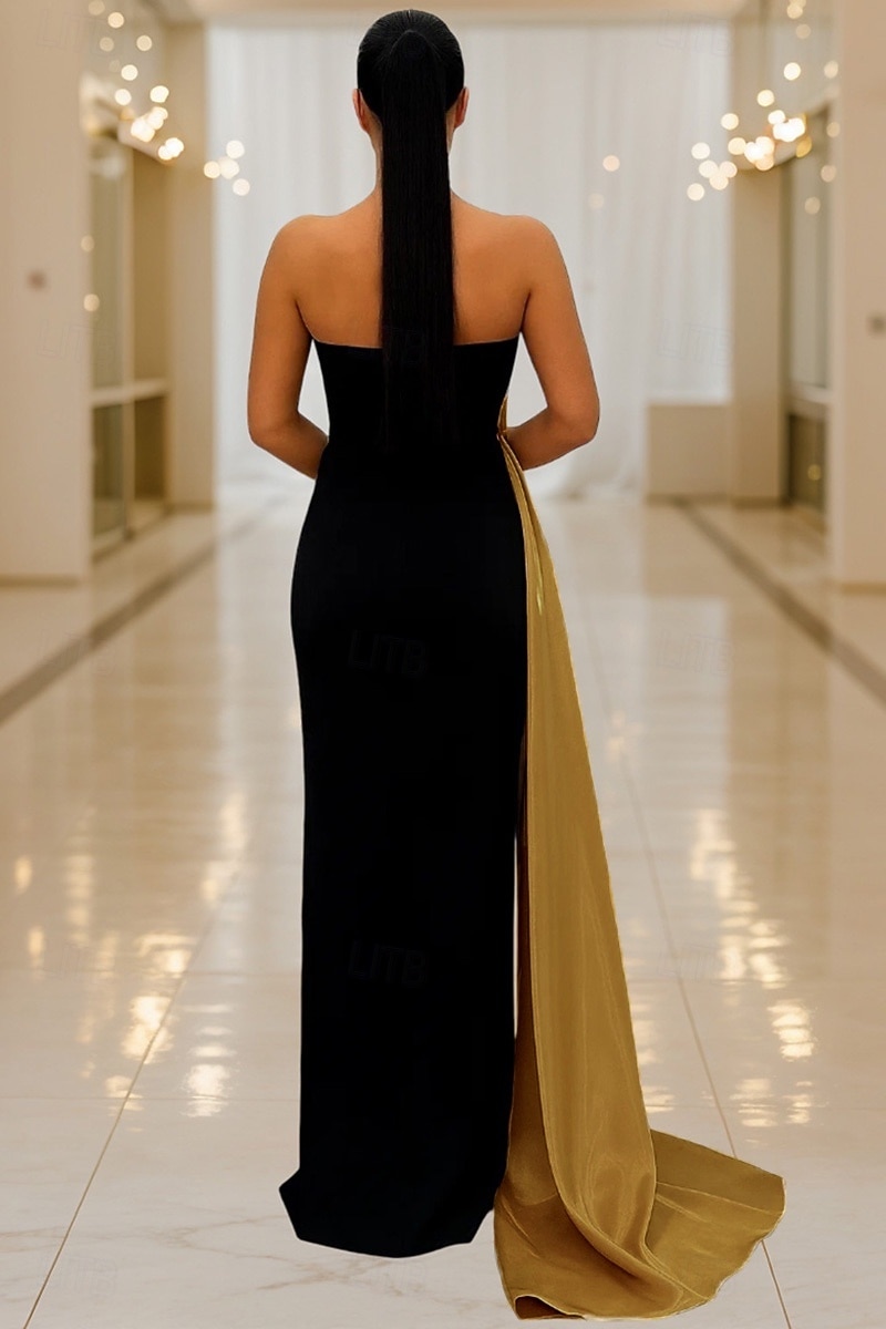 Sirena Tromba Lunghezza al pavimento Abito da Sera Abito da ballo con sopragonna Abito formale Elegante Scintillante Stile Celebrità Senza Maniche Scollo a Cuore Festa in giardino Matrimonio Raso del 2026 a $183.99 –P3