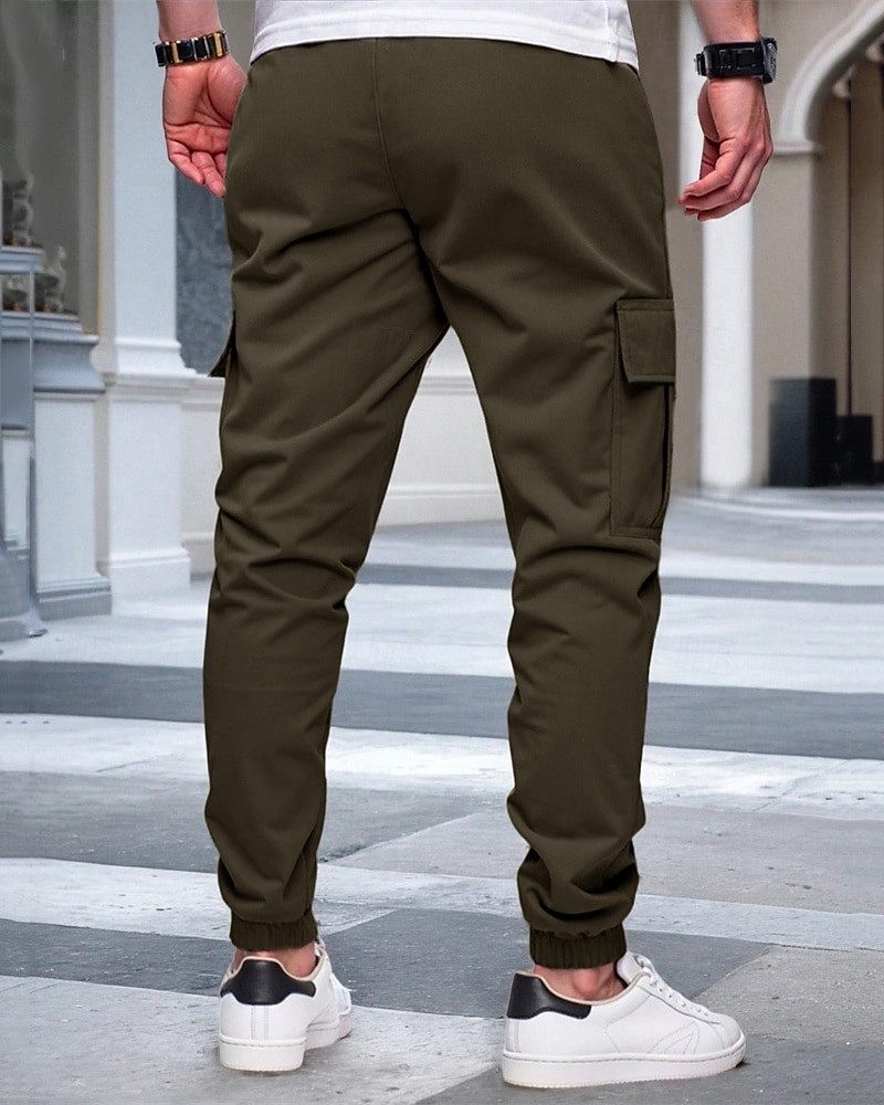 Men's Cargo Pants Joggers Trousers Drawstring Elastic Waist Multi Pocket Plain Wearable Outdoor Daily Camping & Hiking Fashion Classic Black Yellow 2026 - $21.99 –P12