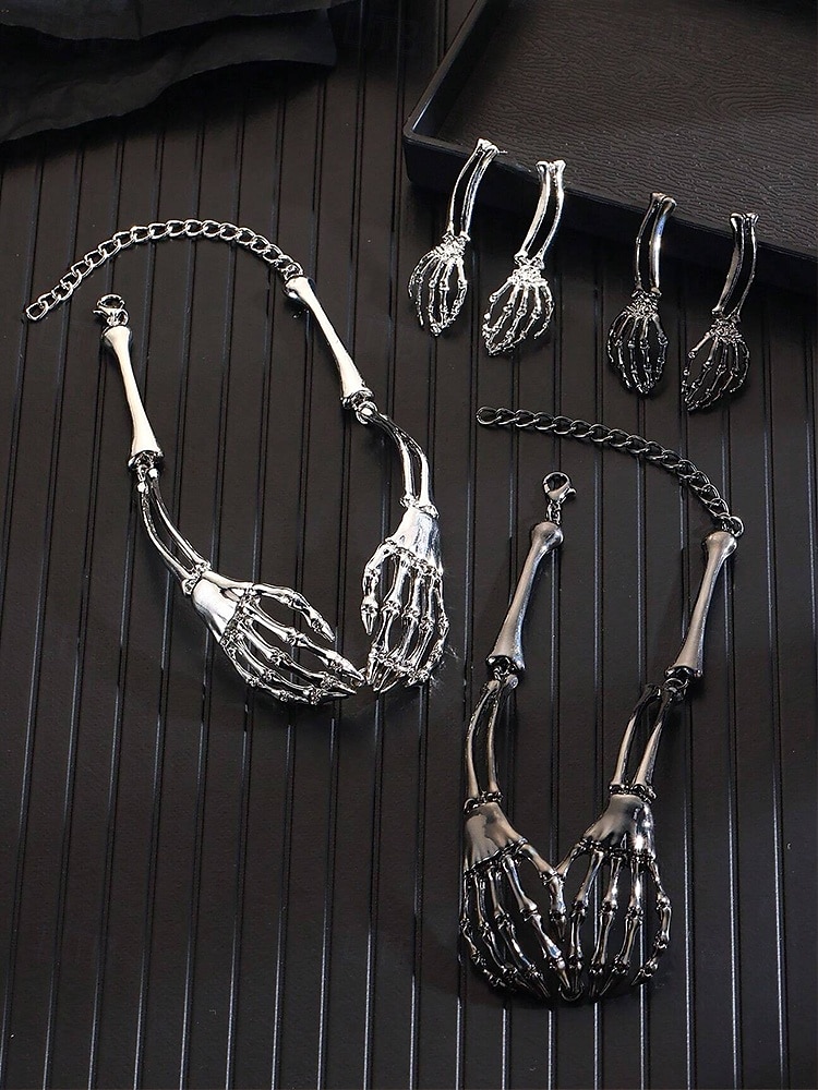 Σετ γυναικείων σκουλαρίκια κολιέ με σκελετό για το Halloween, σε γοτθικό πανκ στυλ, ιδανικό για πάρτι μεταμφιεσμένων και avant-garde κοστούμια 2025 - $11.99 –P2