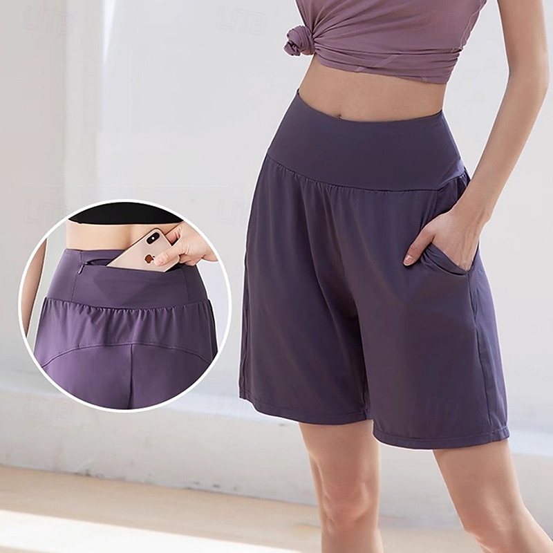 Mujer Ropa deportiva para hacer ejercicio Pantalones cortos deportivos Bolsillo con cremallera Alta cintura Gimnasio Corriendo Yoga Prendas de abajo Color sólido Negro Morado Deportes Ropa de Deporte 2026 - $10.49 –P1