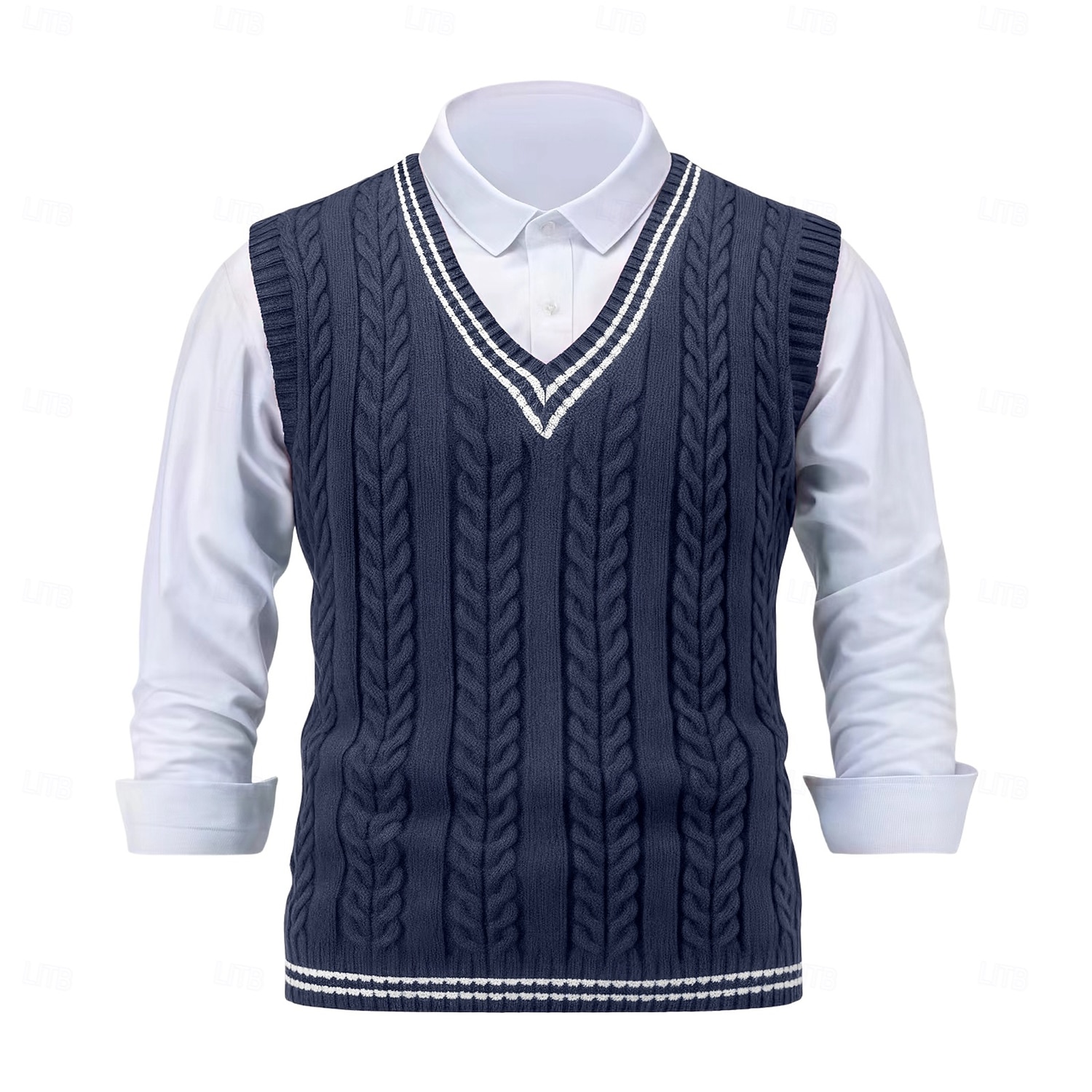 Herren Pullover Pullunder Zopfmuster Stricken Normale Oberteile Gestrickt Schmale Passform Geometrisch V Ausschnitt Strickware Zeitgenössisch Lässig Alltagskleidung Bekleidung Winter Frühling & Herbst 2025 - $25.99 –P3