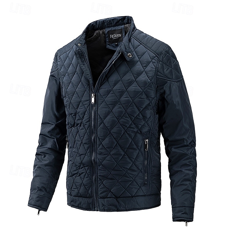Herr Vinterkappa Quiltad jacka Anorak Ficka Polyester Semester Dagliga kläder Datum Normal Mode Ledigt Bekväm Håller värmen Vinter Enfärgad / vanlig färg Svart Kaki Armégrön Mörkblå Pufferjacka 2025 - $57.99 –P18