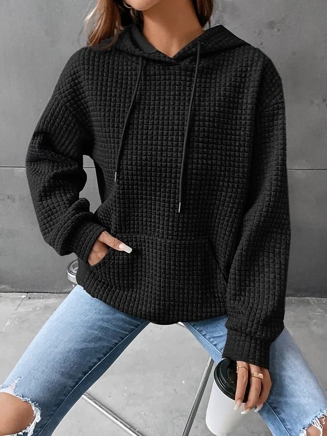 Per donna Felpa con cappuccio Casual Comodo Manica Lunga Con Cappuccio Top Regolari Casuale Tasca Frontale Marrone rossastro Nero Bianco Giallo Rosa Autunno Inverno del 2025 a $25.99 –P2