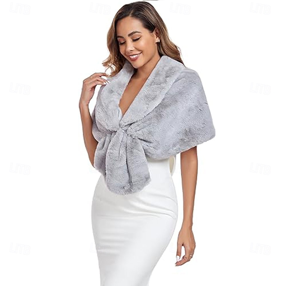 Kunstfell-Schal, Wickelstola, Shrug, Winter, Braut, Hochzeit, Schal, Wickeltuch, Abendparty, Cover-up für Frauen 2025 - $72.99 –P4