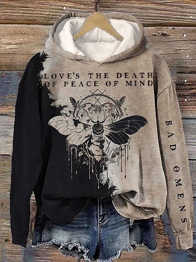 Women's Hoodie Pullover Sweatshirt Oversized Long Sleeve Casual Graphic Animal Cat Vintage Fashion Western Hooded Regular Tops Street Dailywear Patchwork Print Brown Gray Fall Winter 2026 - $28.99 –P3