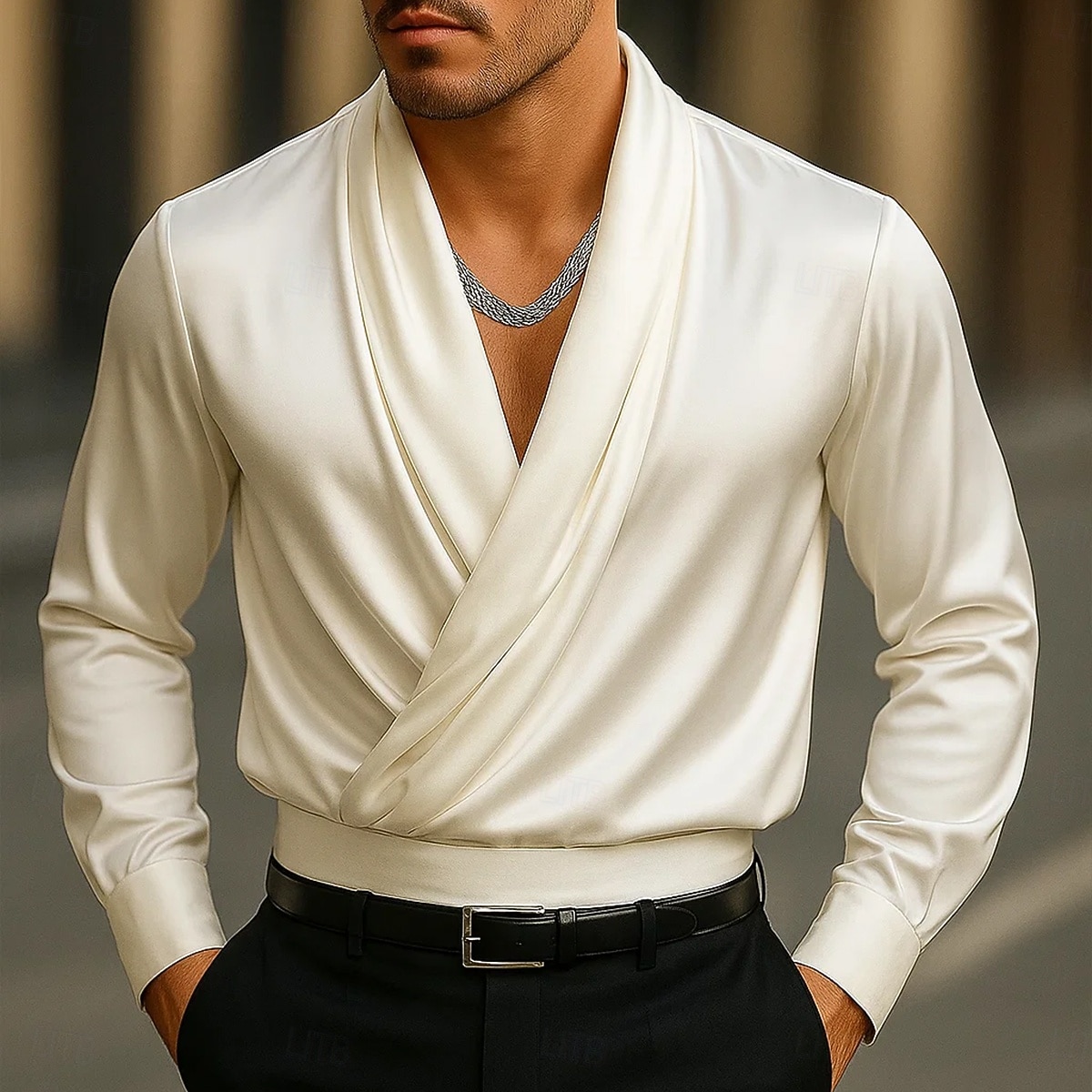 Per uomo Camicia Camicia in raso Camicia elegante Camicia casual Camicia con Bottoni Camicia da Ballo Semplice Formale Matrimonio Nero Bianco Vino Blu marino Manica Lunga Bavero Tutte le stagioni del 2025 a $23.99 –P1