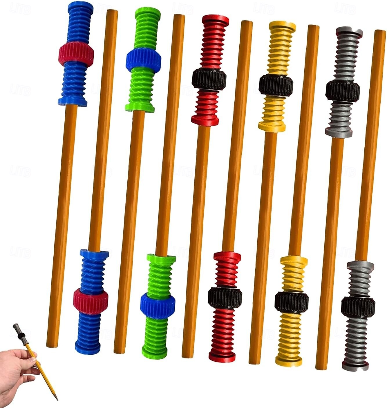 Penna a dado con dado per la decompressione, 10 pezzi, matita filettata per ADHD, strumento sensoriale silenzioso, penna rotante antistress, perfetta per scuola, ufficio, forniture per la casa del 2025 a $24.99 –P1