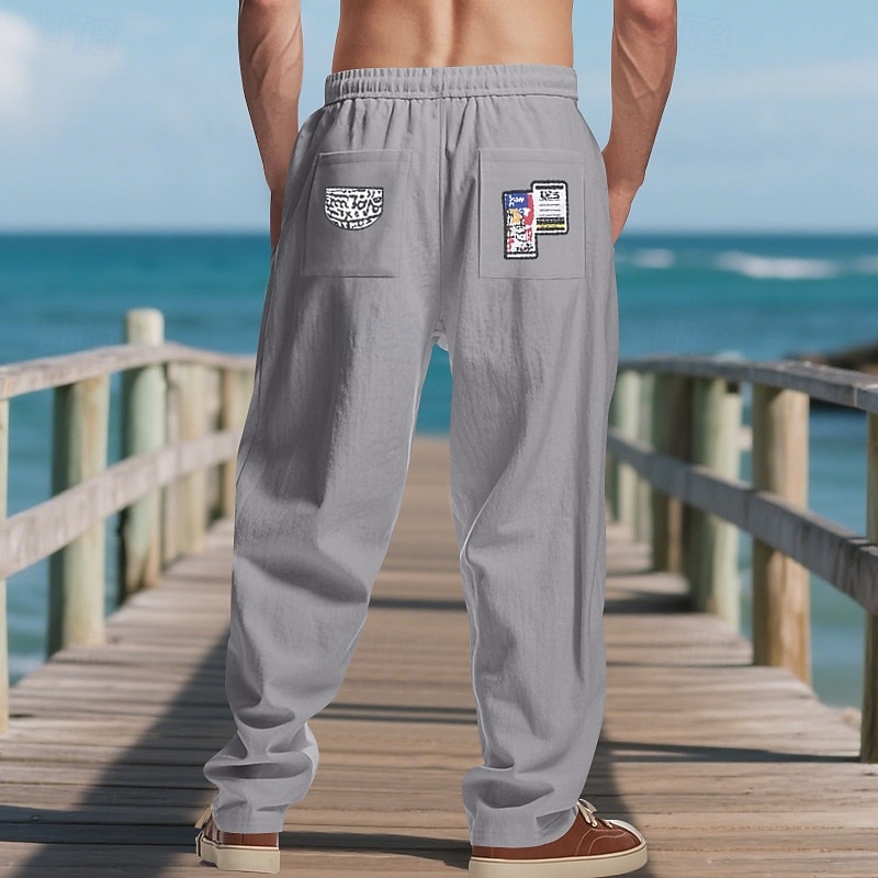 Per uomo Pantaloni di Lino Pantaloni Pantaloni Estivi Pantaloni da Spiaggia Coulisse Tasca Elastico in vita Semplice Comodità Traspirante Vacanza Quotidiano Ferie Hawaiano Boho Cachi chiaro Nero del 2026 a $22.99 –P11