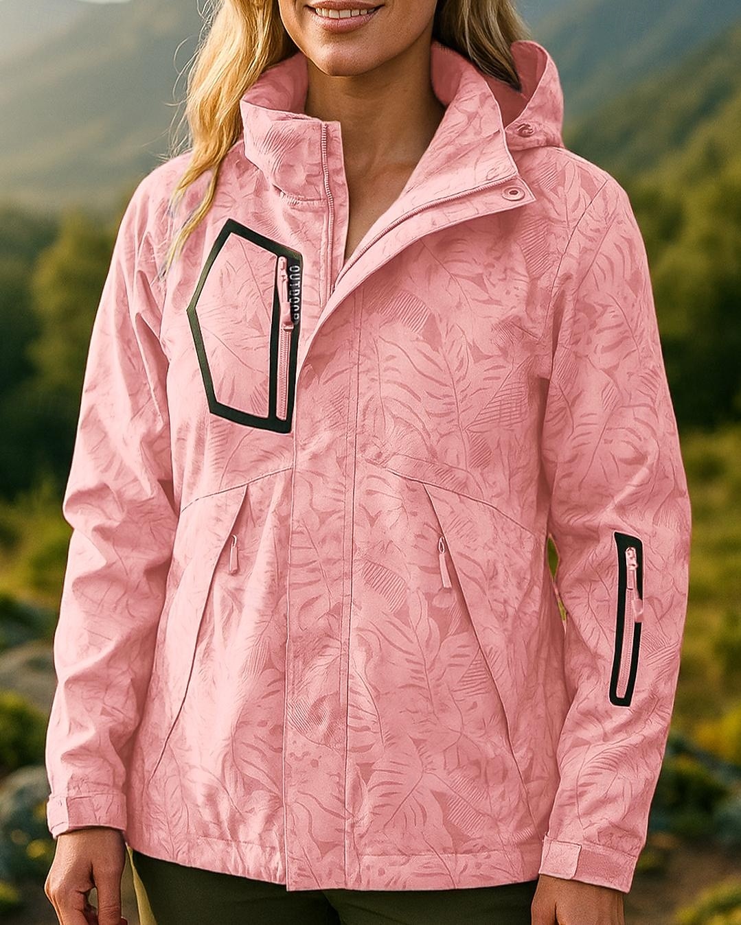 Damen Wanderjacke Hardshelljacke Außen Wasserdicht Winddicht Wanderoutfits Wanderbekleidung Frühling Herbst Oberteil Jagd Camping / Wandern / Höhlenforschung Reisen Schwarz Weiß Rosa 2025 - $36.99 –P4