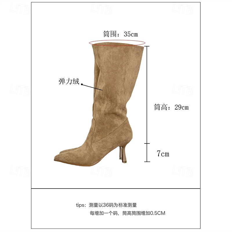 Botas femininas de camurça genuína com cano largo, estilo casual confortável para o dia a dia, perfeitas para looks urbanos descontraídos de 2025 por $79.99 –P9