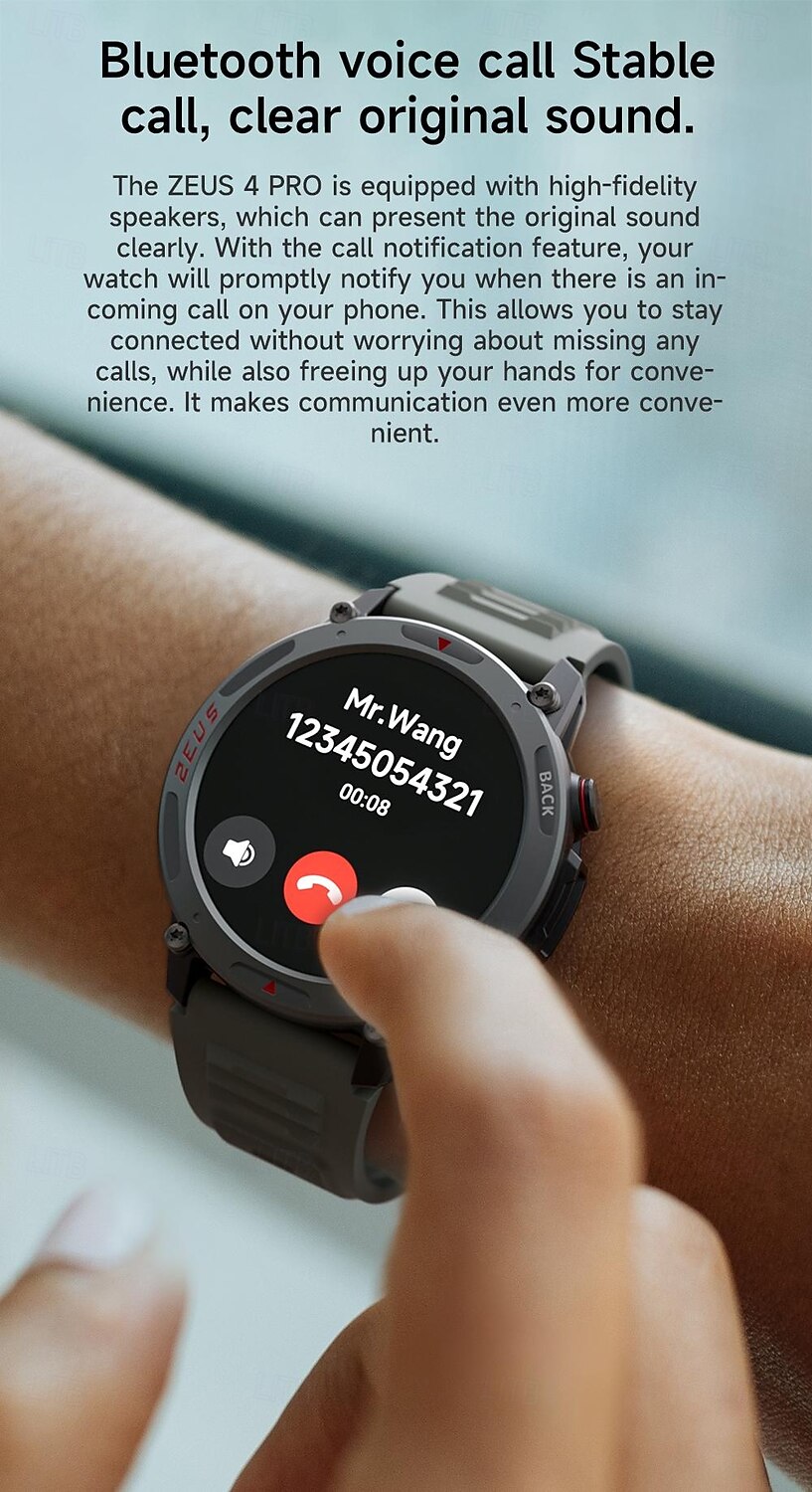 LOKMAT ZEUS 4 PRO Умные часы 1.43 дюймовый Смарт Часы Bluetooth Контроль температуры Педометр Напоминание о звонке Совместим с Android iOS Женский Мужчины 2025 - $42.99 –P5