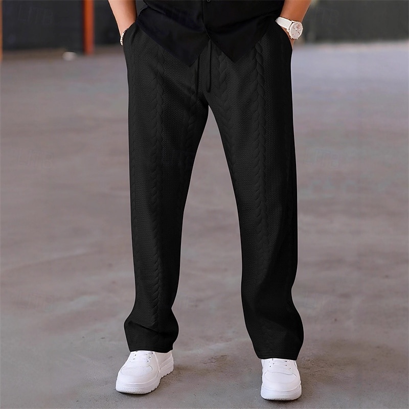 Homens Calças Esportivas Calças Jacquard Com Cordão Bolsos Tecido Conforto Esportes Diário Moda Casual Preto Branco Micro-Elástica de 2025 por $17.99 –P7