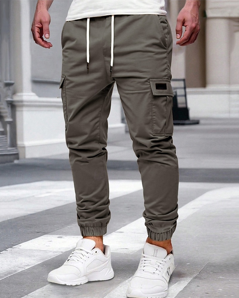 Men's Cargo Pants Joggers Trousers Drawstring Elastic Waist Multi Pocket Plain Wearable Outdoor Daily Camping & Hiking Fashion Classic Black Yellow 2026 - $21.99 –P11