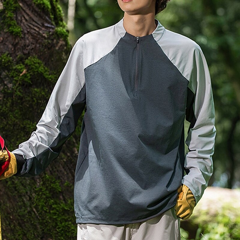 Муж. Рубашка для туризма и прогулок Рубашка с застежкой-молнией на четверть Футболка с защитой от ультрафиолета Длинный рукав Верхняя часть На открытом воздухе УФ-защита от солнца Быстровысыхающий 2026 - $31.99 –P12