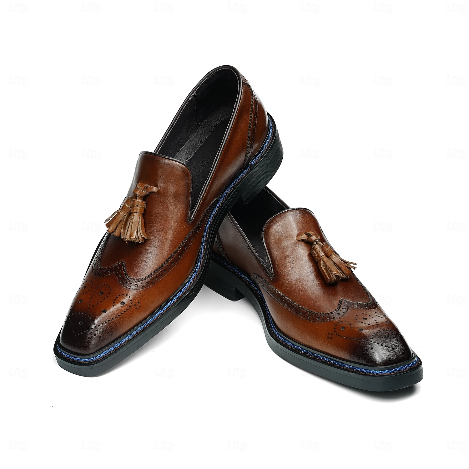 Heren leren loafers met kwastjes - klassieke brogueschoenen van echt koeienhuid met geperforeerde details, instapschoenen voor zakelijk gebruik, op kantoor, op bruiloften en bij elegante gelegenheden 2026 - $119.99 –P7