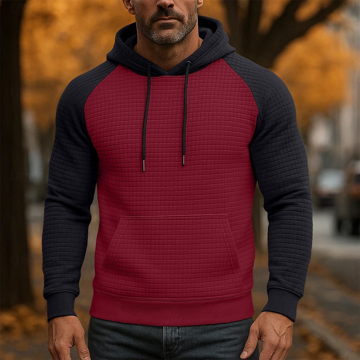 Per uomo Felpa con cappuccio Felpa con cappuccio a nido d'ape Aalbicocca Nero Bianco Borgogna Grigio chiaro Con Cappuccio Colletto Mao Semplice Patchwork Blocco di colore Sport & Outdoor Casuale del 2025 a $23.99 –P6
