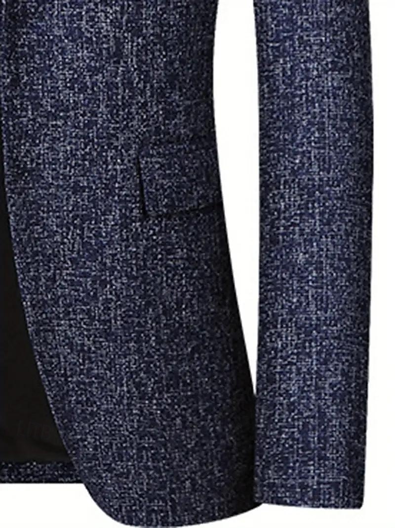 Homens Jaqueta Blazer Colar de entalhe Moda Cor Sólida Blazer Azul Escuro Fino Dois botões de peito simples de 2025 por $80.99 –P5